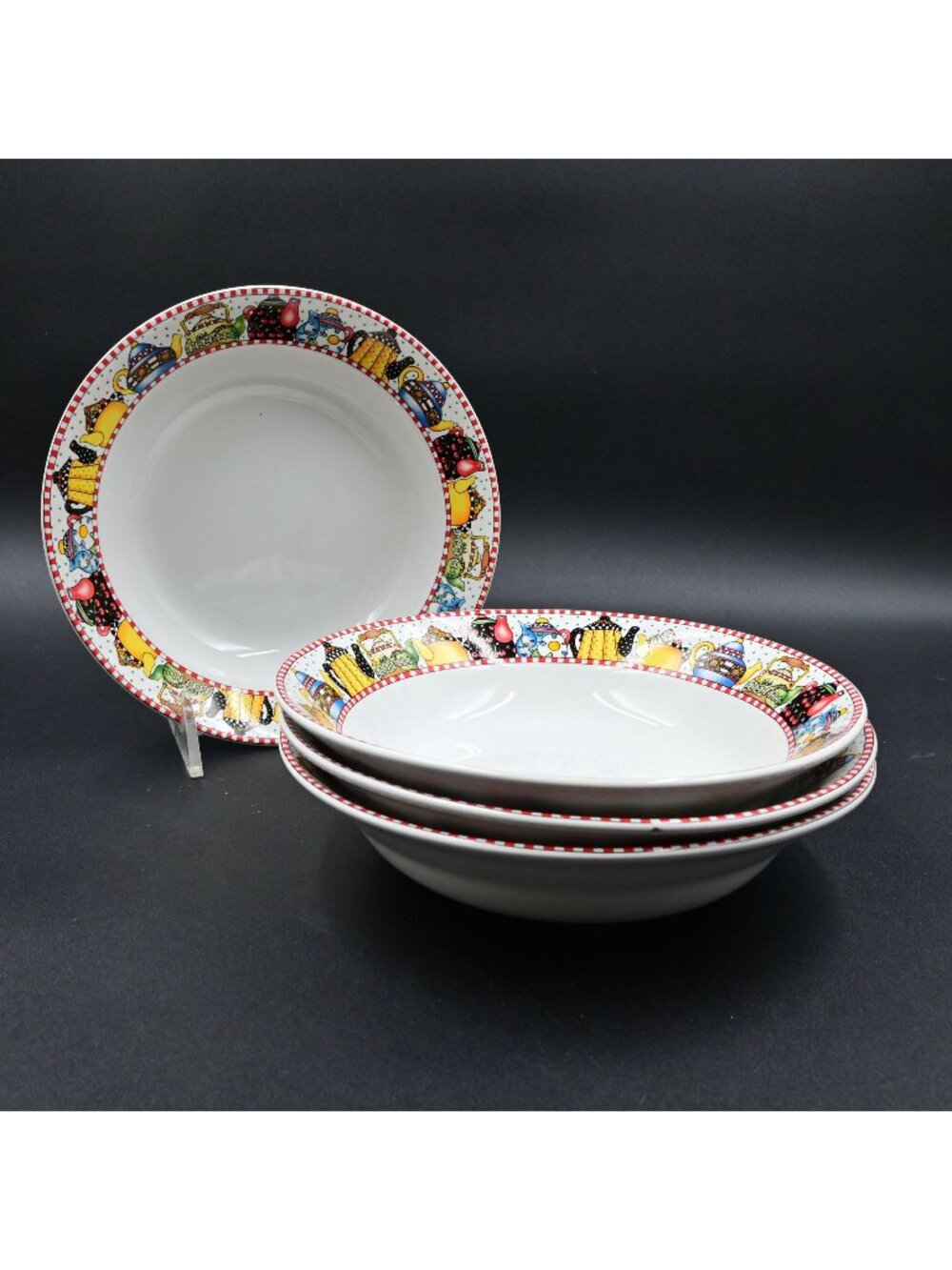 Sakura Mary Engelbreit Afternoon Tea Soup Cereal Bowls 7.5" Vintage Set of 4 199